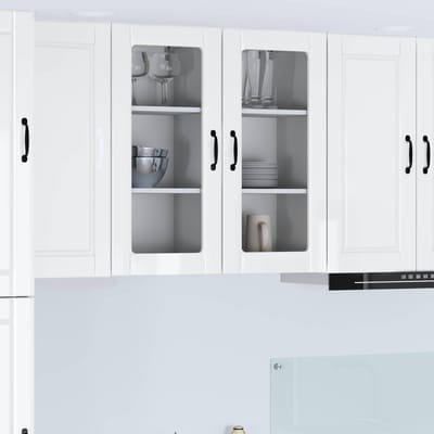vidaXL - Wandglas - Kasten - PORTO - Hoogglans - wit - 40 - x - 31 - x - 80 - cm