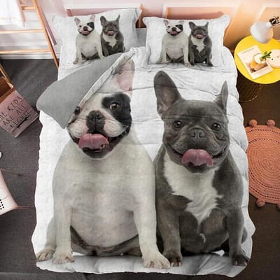 Bulldog Beddengoed Set Huisdier Dier Hond Dekbedovertrek voor Jongens Volwassenen Beddengoed Overtrekken Dekbedsets Schattige Hoeslakens 150x200cm 3pcs