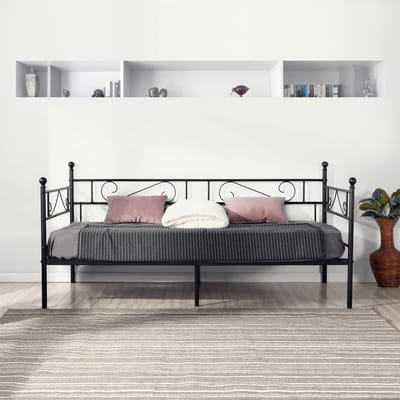 Stijlvol Dagbed en Sofa Bed 90 x 190 cm - Metalen Bed Frame voor Slaapkamer en Woonkamer, Zwart