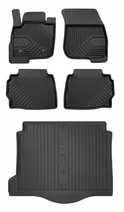 FROGUM - Voordeelset No.77 & DRY ZONE - Geschikt voor FORD Mondeo V Hybride Kombi (2014-2022) - Rubberen matten + Kofferbakmat - Zwart