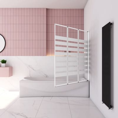 Badwand White Bluebell 3-Delig 130x140 4Mm Semi-Gesatineerd Glas Mat Grijs Rechts