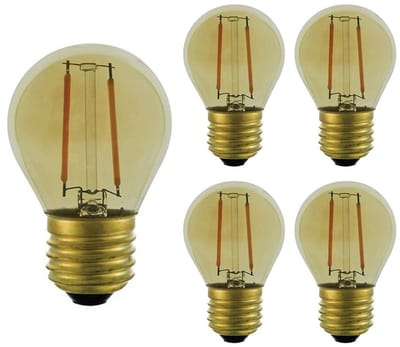 VITO LED Filament Kogellamp G45 E27 - 2W (vervangt 30W) - 300lm - 2500K Extra - 220-240V - Energiezuinig - 5 stuks
