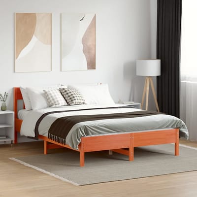 vidaXL - Bedframe - zonder - matras - massief - grenenhout - wasbruin - 150x200 - cm