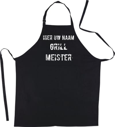 Mijncadeautje Schort - Grill Meister - met voornaam - leuke en exclusieve keukenschort - zwart