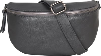 AmbraModa GLX1 - kleine heuptas buiktas crossbodytas, ideaal voor vakantie, reizen, uitgaan gemaakt van echt leer. Donkergrijs