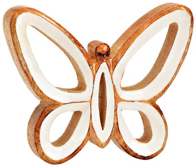 Vlinder Standaard Mangohout - 15x13x2 cm