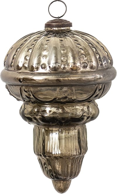 Clayre & Eef Kerstbal XL Overig Ø 14 cm Bruin Zilverkleurig Glas Kerstballen