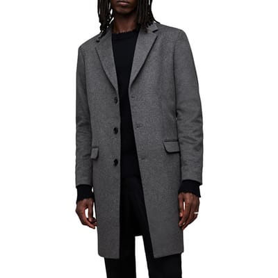 AllSaints Hal Coat Grey Maat: 46 | Single-Breasted Mantels Outlet | Heren | Grijs