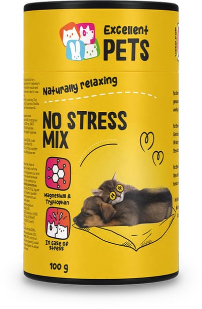 Excellent Pets Anti Stress 100 gr - Angst bij Hond en Kat - Kalmeringsmiddel - Met Magnesium - Tegen trillen, Onrust & Vuurwerkangst - No Stress Mix