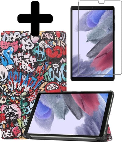 Hoesje - Geschikt voor Samsung Galaxy Tab A7 Lite - Met Screenprotector - Hardcover Book Case - Trifold Bookcase Hoes - Hard Cover - Tablethoes - Graffity