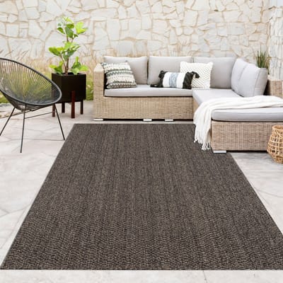 Paco Home Buitenkleed Weerbestendig Balkon Woonkamer Monochroom Patroon Boho Antraciet 80x150 cm
