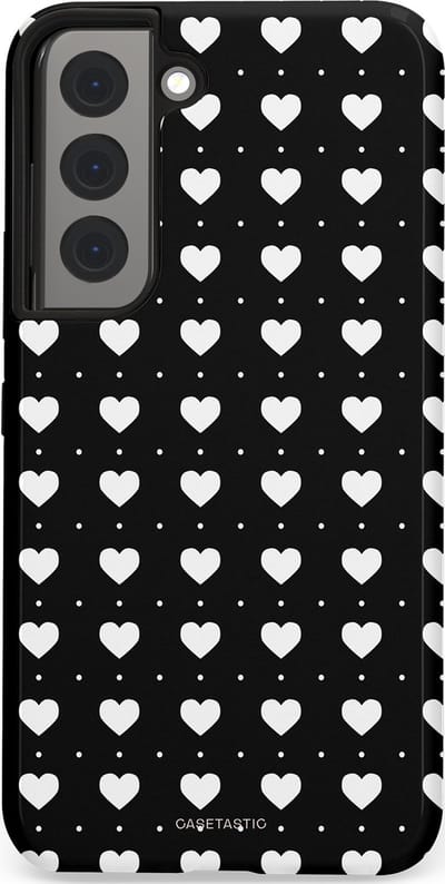 Casetastic Hoesje Geschikt voor Samsung S22 - Stijlvolle Beschermende Duo-layer Case - Stipjes en Hartjes