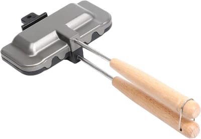 Dubbelzijdige Hete Pan - Tosti-ijzer Sandwichmaker - Ontbijt Maken - Afneembare Handgrepen - 22x15x5cm - Zilver
