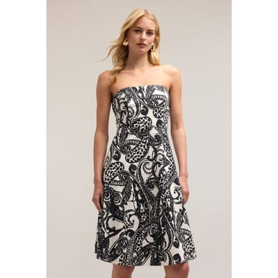 Motivi Paisley Pattern Cotton Mini Dress Black Size: 32 | Mini Dresses Outlet | Dames | Zwart