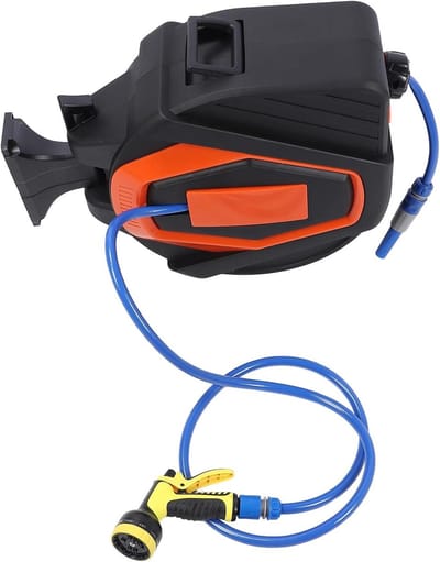 Intrekbare Slanghaspel - Tuinslang Rol Waterslang Reel - Tuinieren Water Geven - 180 Graden Draaibare Beugel - 30+2m - Grijs