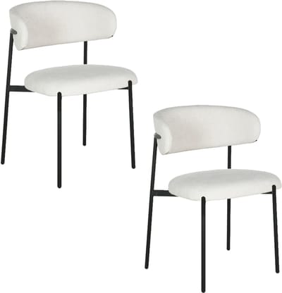 Kadirelli - Eetkamerstoel - Set Van 2 - Off-White - Microfiber Stof - Microvezel - Modern - Japandi