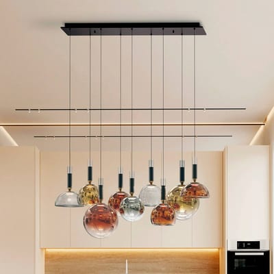 Schuller Valencia Charlize II 9-lamps LED hanglamp, dimbaar, vierkleurig glas