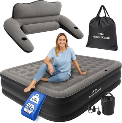 Zelfopblazend Luchtbed - Logeerbed Gastenmatras - Kamperen Logeren - Geïntegreerde Pomp - 203x152x40cm - Grijs