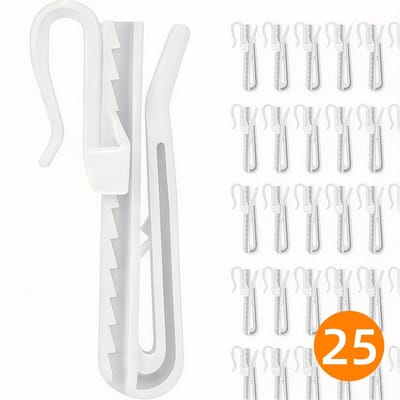 BOTC Gordijnhaken – 25 Stuks Verstelbare Gordijnhaakjes – Kunststof Haken voor Gordijnen – 8,5 cm – Wit