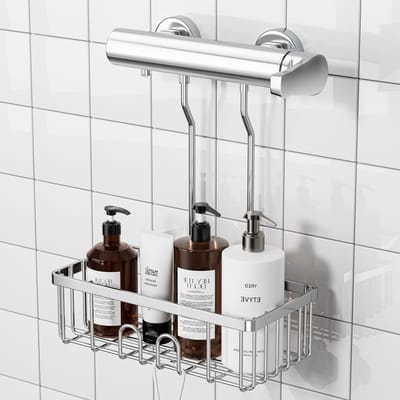 Hanging Shower Shelf zonder Boren, Rvs Badkamer Rek voor Shampoo en Douche Accessoires, 30 x 13 x 8.5 cm