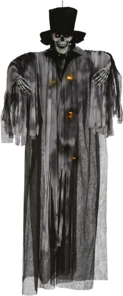Fiestas Horror decoratie skelet spook bruidegom pop - hangend - met licht -180 cm - Halloween hangdecoratie