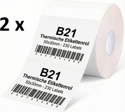 Niimbot Labels - Etiketten - Voor B21/B1/B3S/K3 - 50 x 30 mm - 230 vellen - Wit - Verpakking van 2 stuks