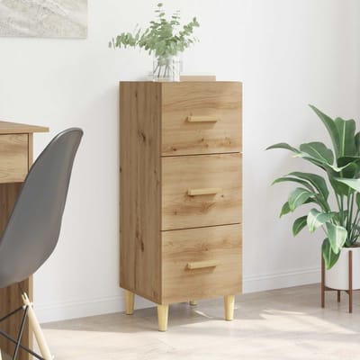 vidaXL - Dressoir - artisanaal - eikenkleurig - 34.5 - x - 34 - x - 90 - cm - Bewerkt - hout