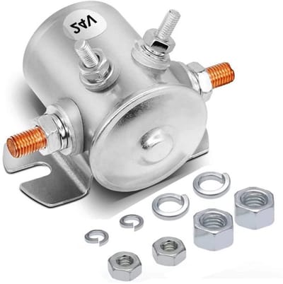 24VDC Continu Werkende Solenoïde Relais met 4 Terminals voor Golfkarren en Marine, Max 200A, Vervangt Diverse Modellen