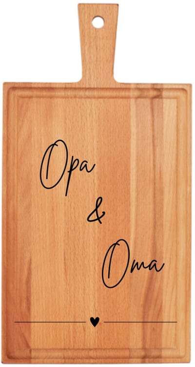 Borrelplank Opa & Oma - 38 x 20 cm - Beukenhout - Kwaliteit - JM Woods - Serveerplank - Cadeau - Geschenk - Kado - Grootouders