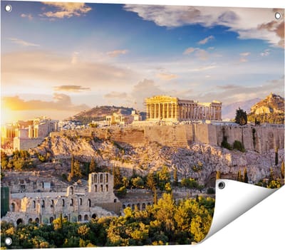 Gards Tuinposter Akropolis van Athene, Griekenland - Architectuur - 80x60 cm - Tuindoek - Tuindecoratie - Wanddecoratie buiten - Tuinschilderij