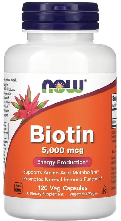 NOW Foods Biotine 5000 mcg – 120 Vegetarische Capsules | Vitamine B7 Supplement / Dietary Supplement