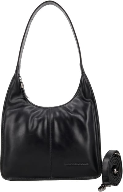 Hide & Stitches Porto Schoudertas - Leer - Achtervak - Verstelbare Schouderband - Ritsvakken - Dames - Compact - Crossbody - Leren Dames Tas - Zwart