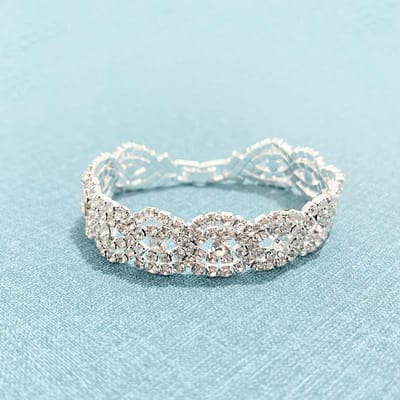 Maskerade Armbanden Vol met Diamanten, Gatsby Vrijgezellenfeest Strass Geometrie, Bruids Bruiloft Bal Armbanden zilver