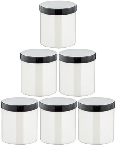 Scrubzout White Lotus - 300 gram - Pot met zwarte deksel - set van 6 stuks - Hydraterende Lichaamsscrub