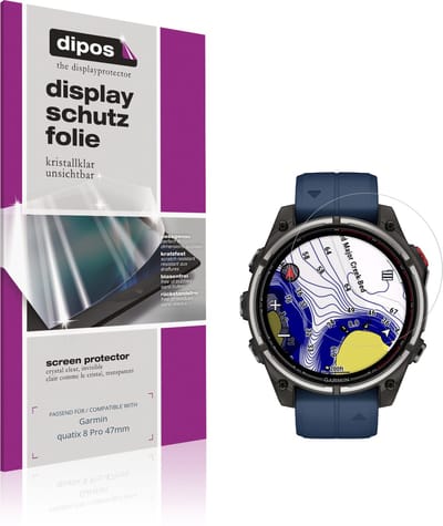 dipos – 6x Beschermfolie geschikt voor Garmin quatix 8 Pro 47mm | Krasbestendige & heldere Screenprotector Ultra-Thin