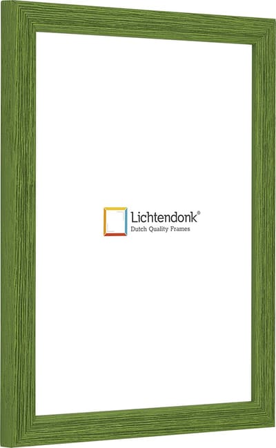 Fotolijst - Fotokader - Groen - Halfrond met zichtbare houtnerf - Fotomaat 13x19 - Ontspiegeld glas - Art.nr. 1055006013191