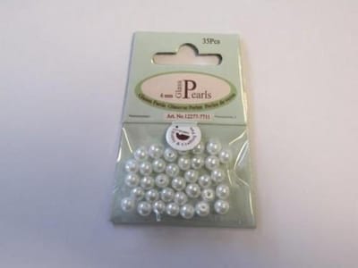 Glass Pearls, round, 6mm, White, 35pcs