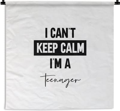 Wandkleed - Wanddoek - Kinderen - Quote - Zwart - Wit - 180x180 cm - Wandtapijt