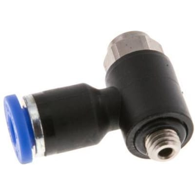 L-stuk Regelventiel 4 mm - M5 Regeling-Uit Messing/Nylon Sleufschroef