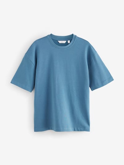 Next - Heren - Ruimvallend T-shirt van zware stof - Blauw