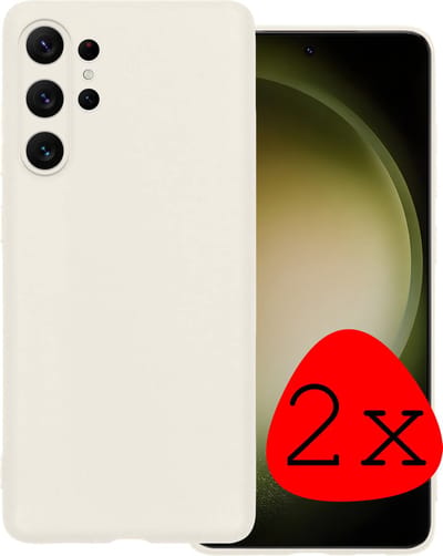 Hoesje 2 Stuks - Geschikt voor Samsung Galaxy S23 Ultra - Sterk & Shockproof - Case Siliconen - Back Cover - Telefoon Hoes - Wit