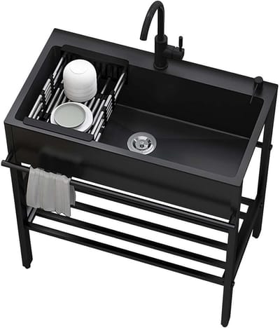 Vrijstaande RVS Spoelbak met Kraan voor Keuken, Garage en Buiten