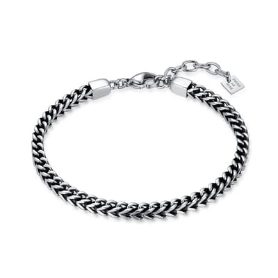 Twice As Nice Armband in edelstaal, kubusvormig visgraad 20cm+3cm