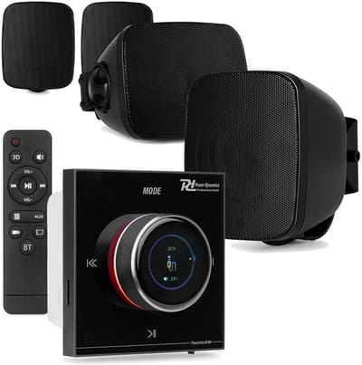 Power Dynamics BD30B outdoor speakers met B100B inbouw versterker - IPX5 waterdicht - 4x 25W