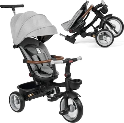 Kinderdriewieler - Opvouwbare Loopfiets - Buiten Spelen - Verstelbaar en Omkeerbaar - 72 x 72 x 99 cm - Grijs