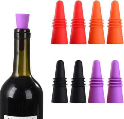Herbruikbare Siliconen Flessenstopper Set van 8 voor Wijn en Champagne, Perfect voor Bewaren en Vershouden