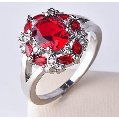 POMOiii Ringen Voor Vrouwen Echte Sieraden Ring Romantisch Vrouwelijk Bruiloft Verloving Cadeaus 10 rood