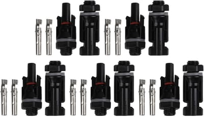 Zonnepaneel Connectoren - Stroomkoppeling Set - Veilige Stroomdeling - IP67 Waterdicht - 30A Max Stroom - Zwart