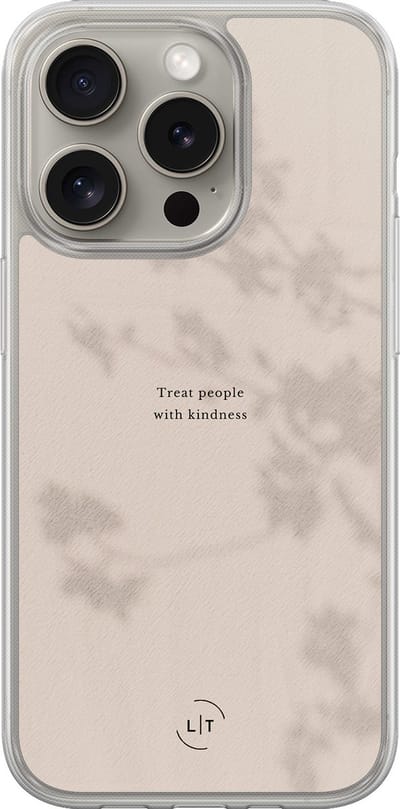 Hoesje geschikt voor iPhone 15 Pro Max - Be kind - 2in1 backcover - Tekst - Beige - Leuke Telefoonhoesjes