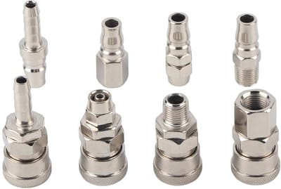Dailygoods- Snelsluiting 8-delige Set - Compressed Air Koppeling - Pneumatische Aansluiting - 1/4 Inch BSP - Zinklegering - Lichtgewicht 407 g - Luchtkoppeling